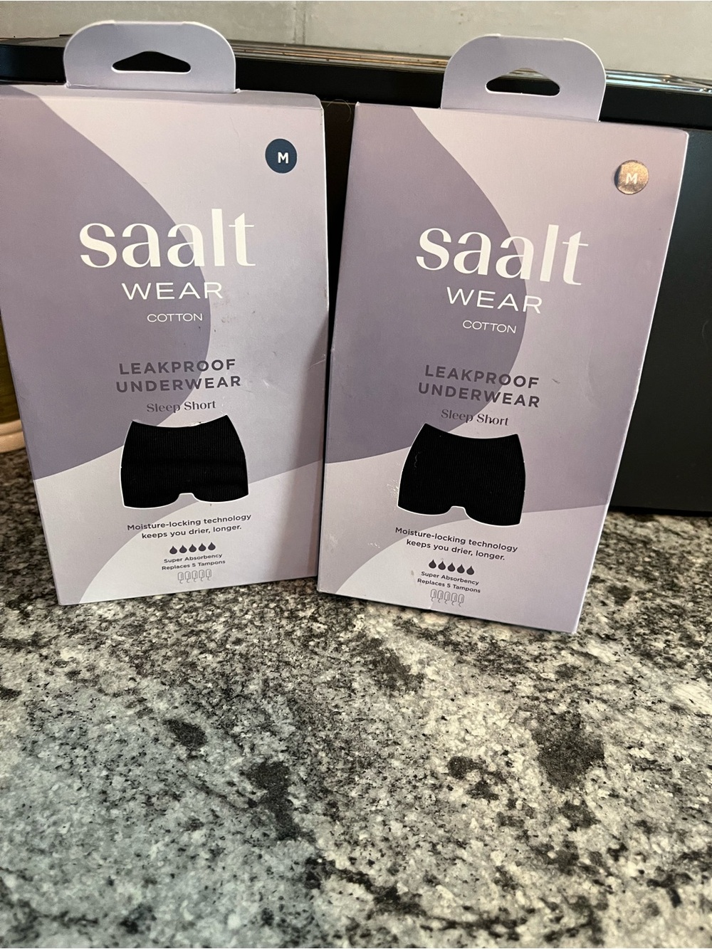Saalt 2 Pair Boy Short Wear Leakproof Underwear Womens Sz Shorts Medium New!